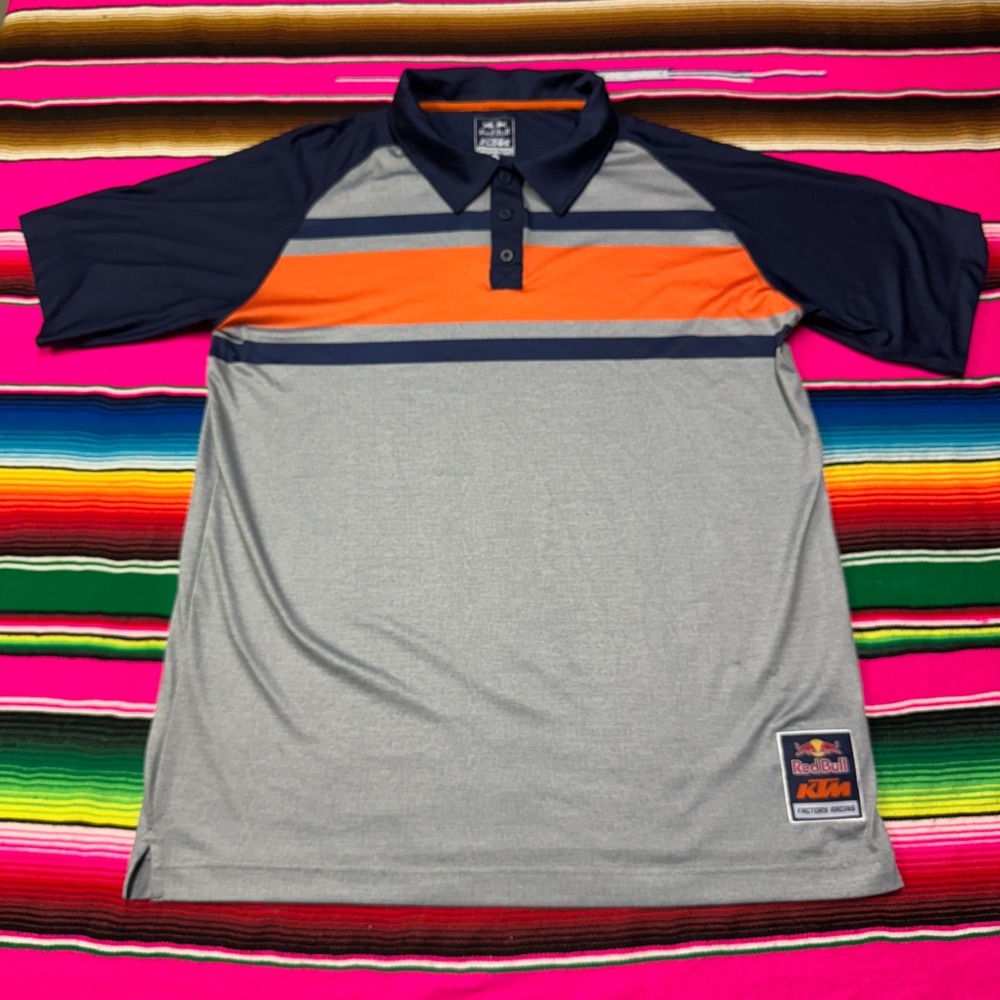 Official Red Bull KTM Polo Shirt‎ Men's XL Blue Orange JR Supercross Racing Team